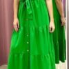 vestido verde con cinto